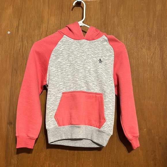 Original Penguin Junior Boy Kids Jetty Red & Gray Logo Hoodie Sweater - Picture 1 of 4